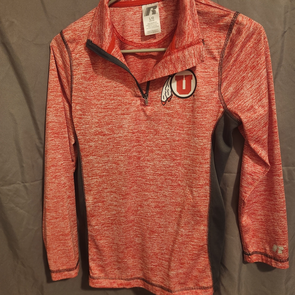 Russell Athletic Kids Heathered Red Long Sleeve Top